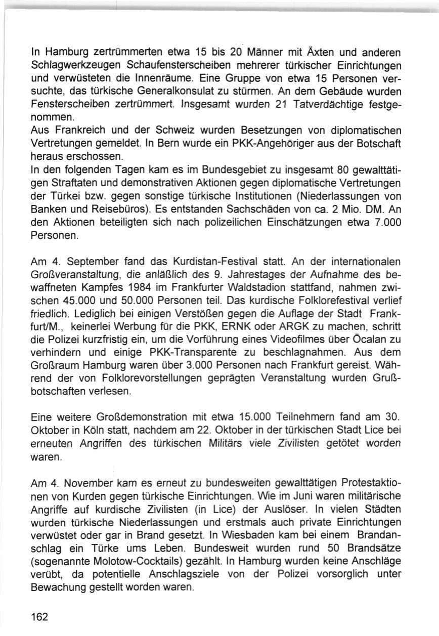 Seite 162 des Verfassungsschutzbericht 1993 Hamburg