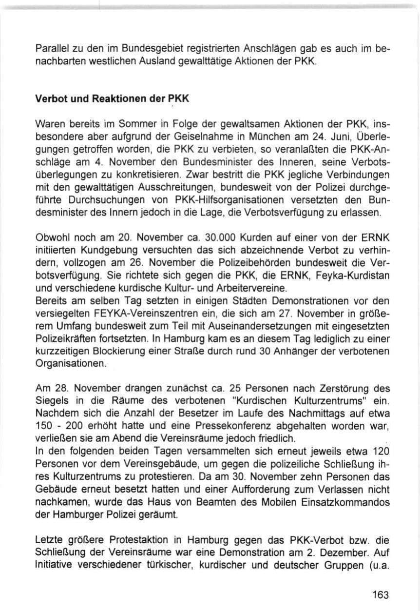 Seite 163 des Verfassungsschutzbericht 1993 Hamburg