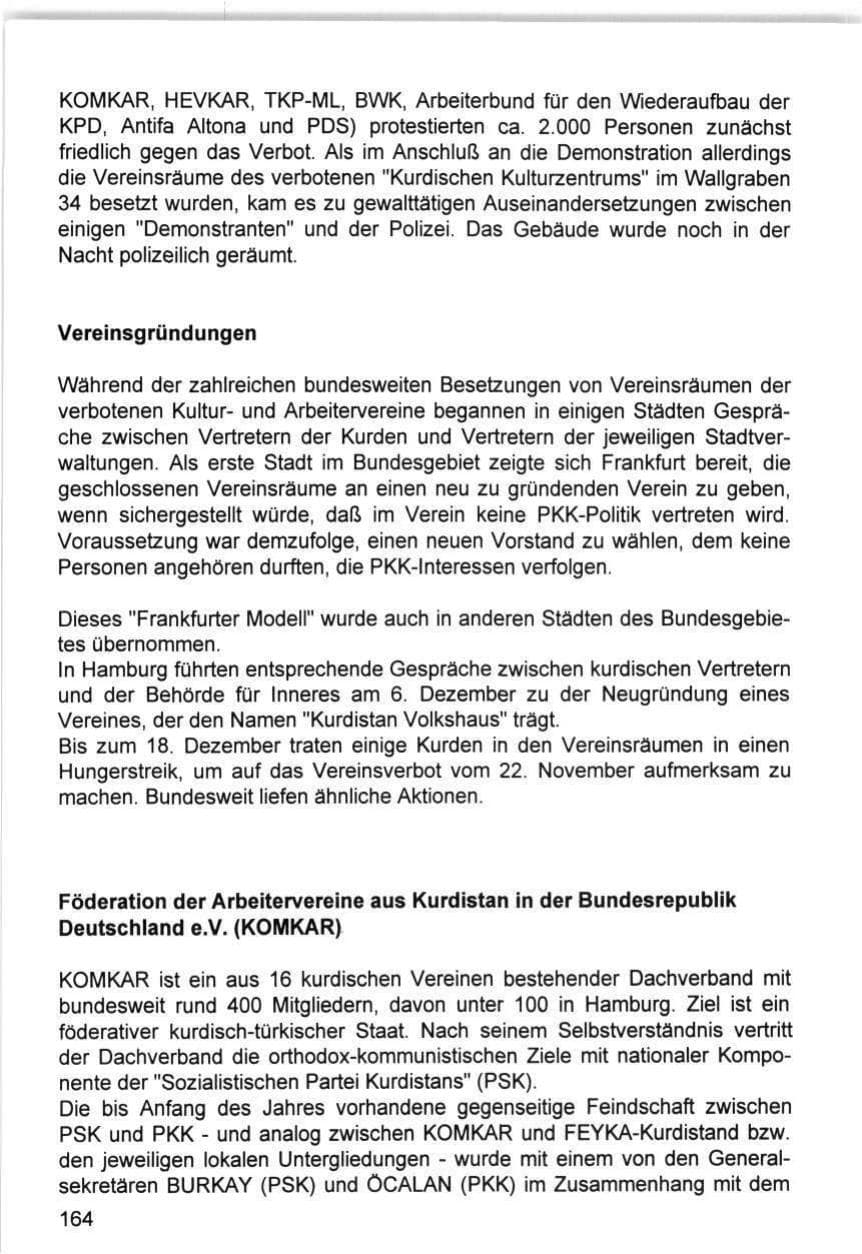 Seite 164 des Verfassungsschutzbericht 1993 Hamburg