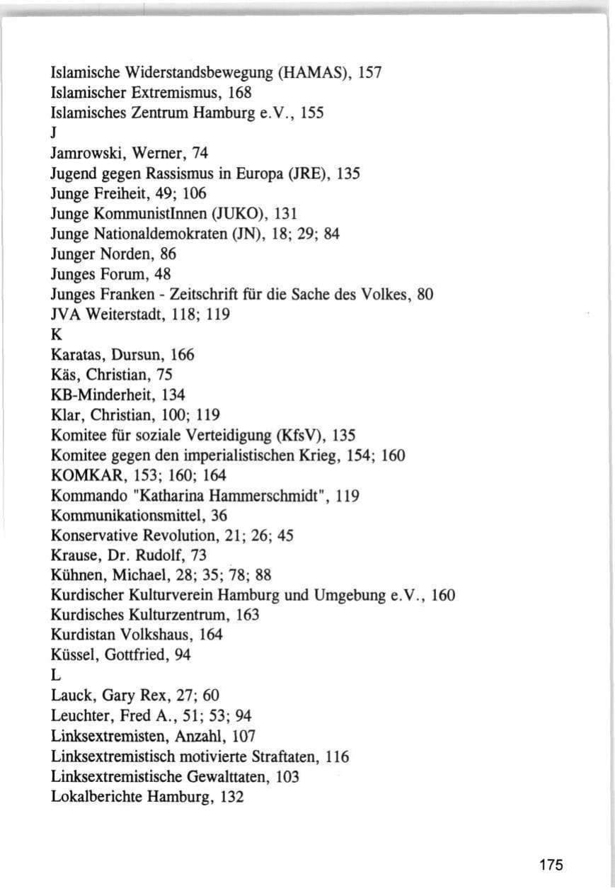 Seite 175 des Verfassungsschutzbericht 1993 Hamburg
