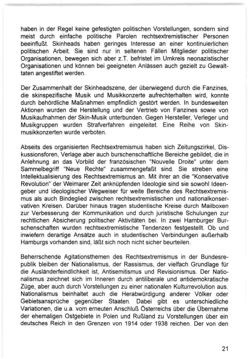 Seite 21 des Verfassungsschutzbericht 1993 Hamburg