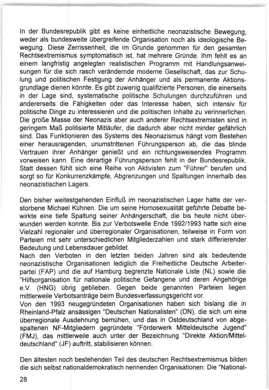 Seite 28 des Verfassungsschutzbericht 1993 Hamburg