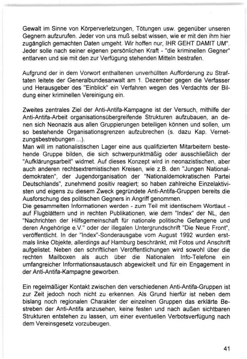 Seite 41 des Verfassungsschutzbericht 1993 Hamburg