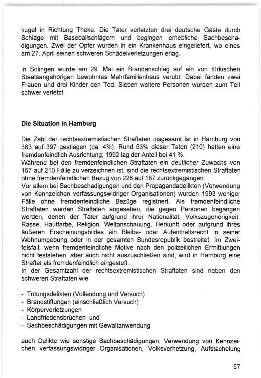 Seite 57 des Verfassungsschutzbericht 1993 Hamburg