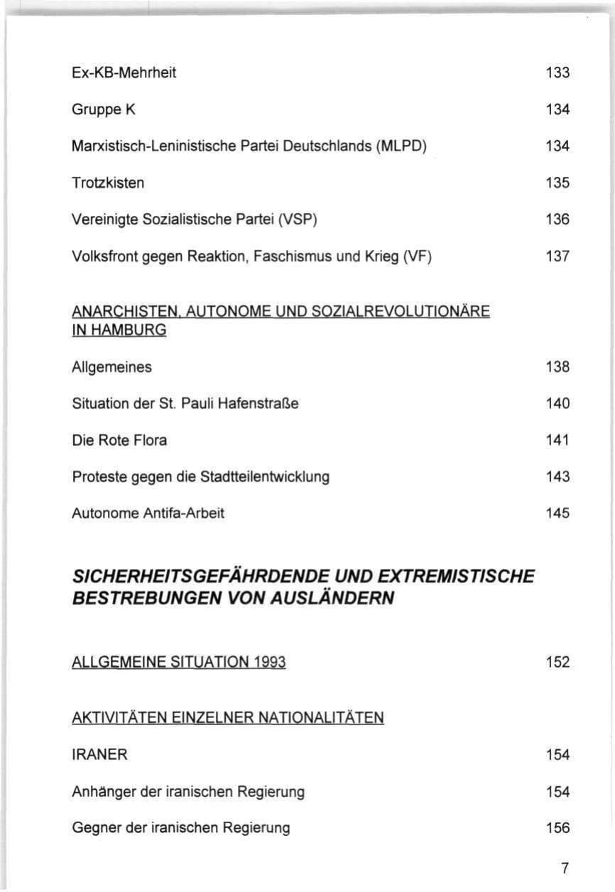 Seite 7 des Verfassungsschutzbericht 1993 Hamburg