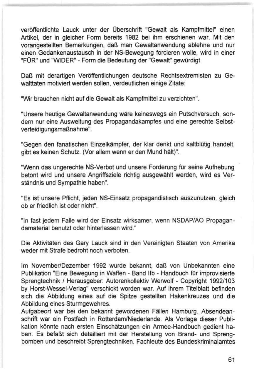 Seite 61 des Verfassungsschutzbericht 1993 Hamburg