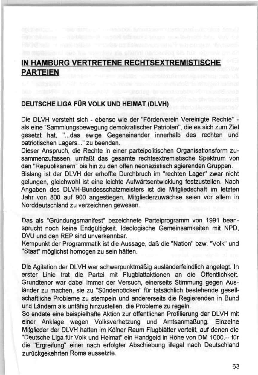 Seite 63 des Verfassungsschutzbericht 1993 Hamburg