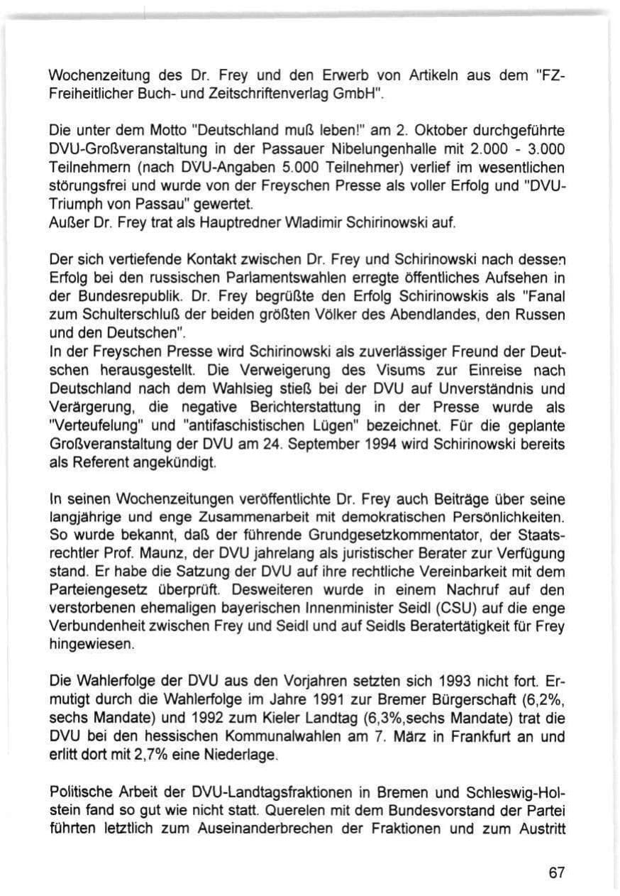 Seite 67 des Verfassungsschutzbericht 1993 Hamburg