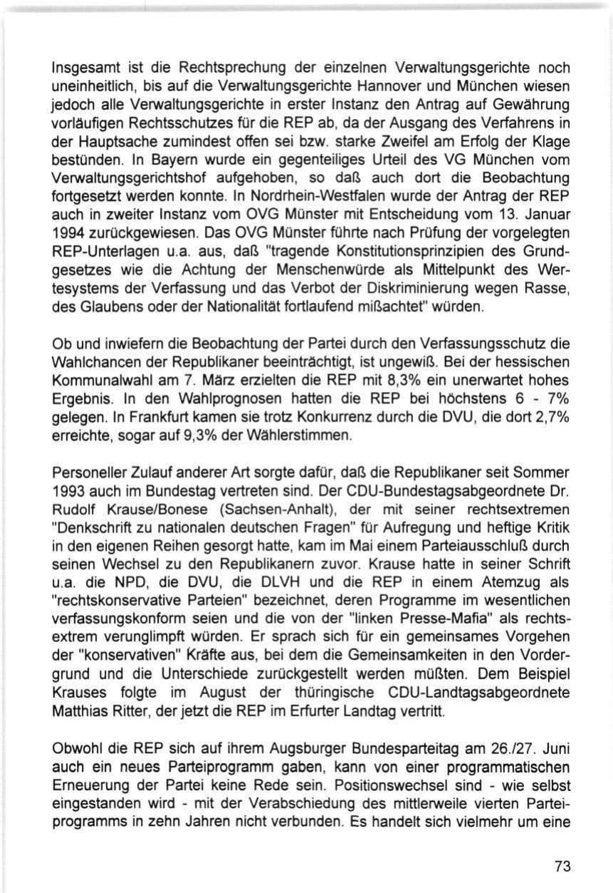 Seite 73 des Verfassungsschutzbericht 1993 Hamburg