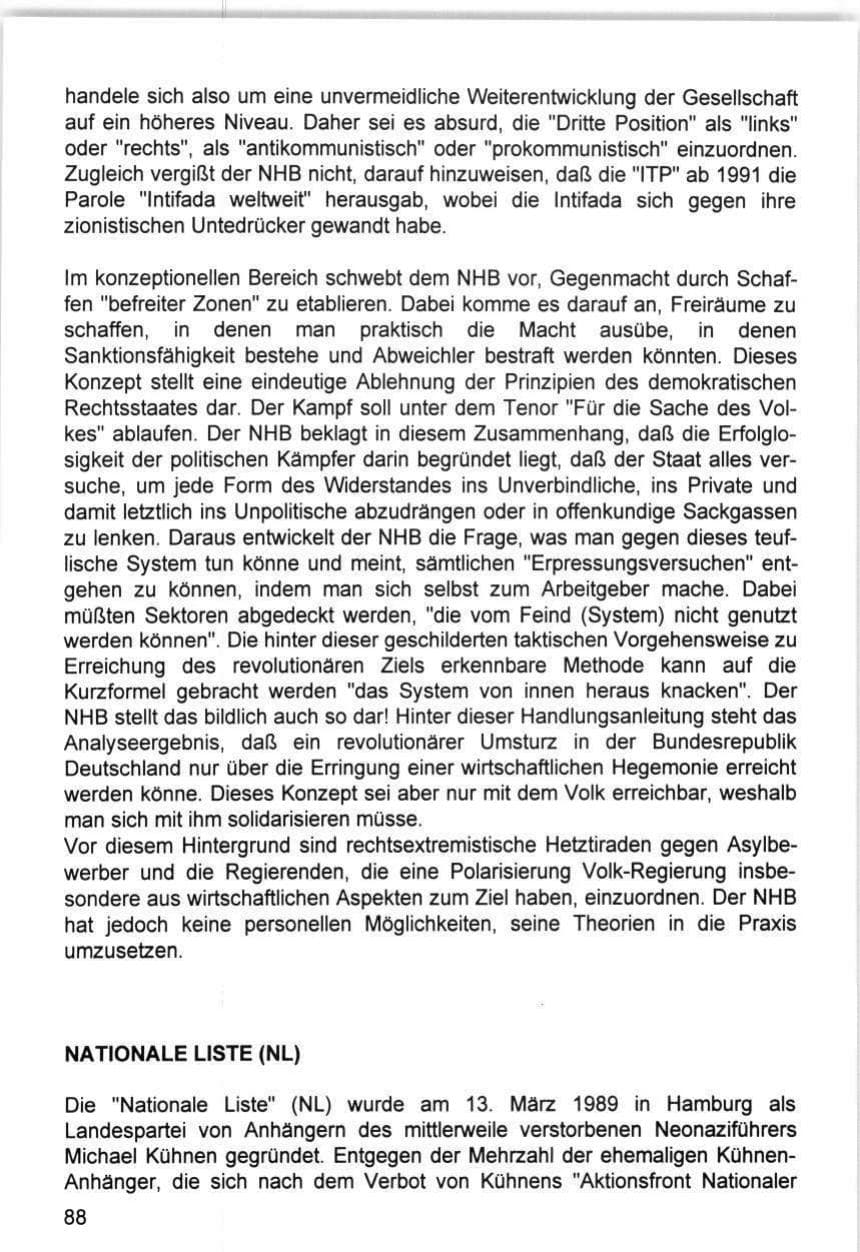 Seite 88 des Verfassungsschutzbericht 1993 Hamburg