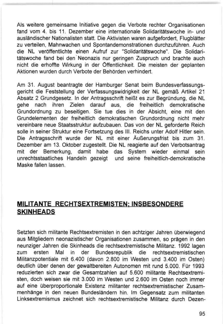 Seite 95 des Verfassungsschutzbericht 1993 Hamburg