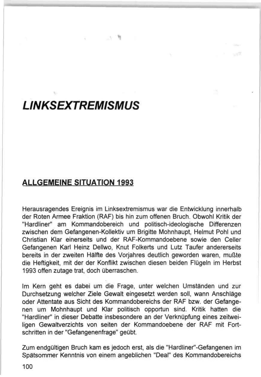 Seite 100 des Verfassungsschutzbericht 1993 Hamburg