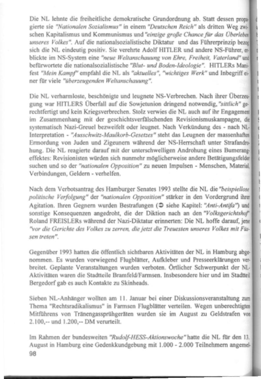 Seite 101 des Verfassungsschutzbericht 1994 Hamburg