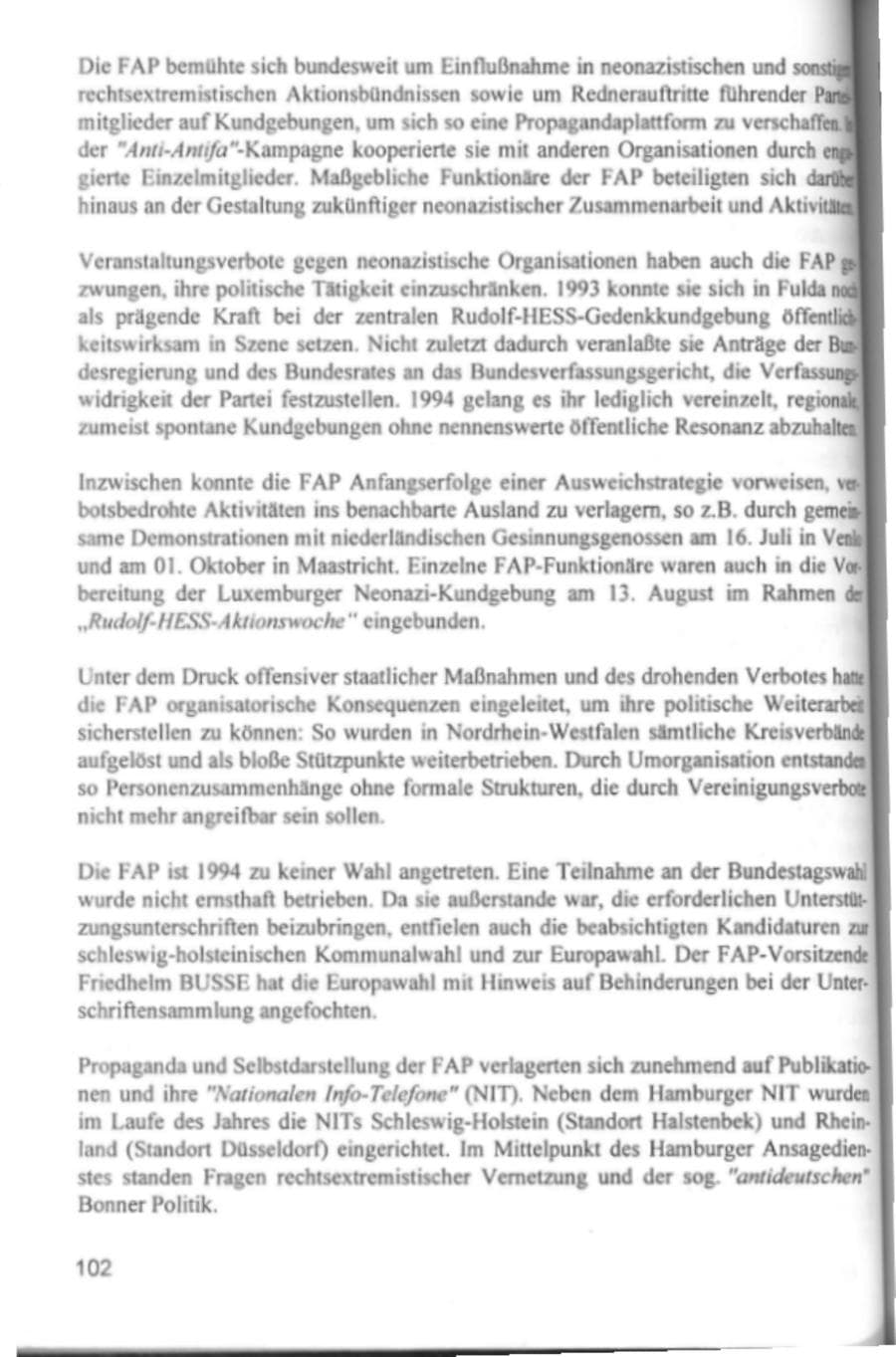 Seite 105 des Verfassungsschutzbericht 1994 Hamburg