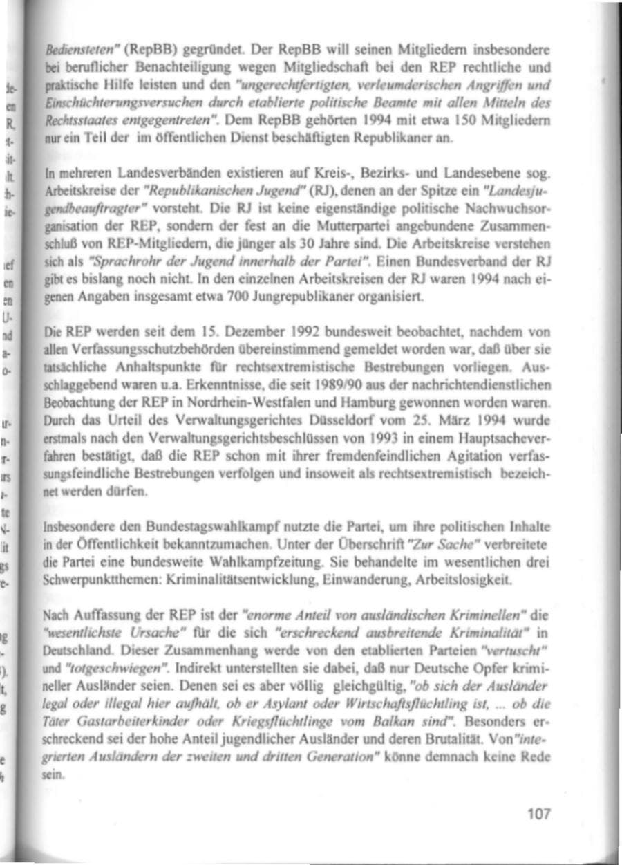 Seite 110 des Verfassungsschutzbericht 1994 Hamburg
