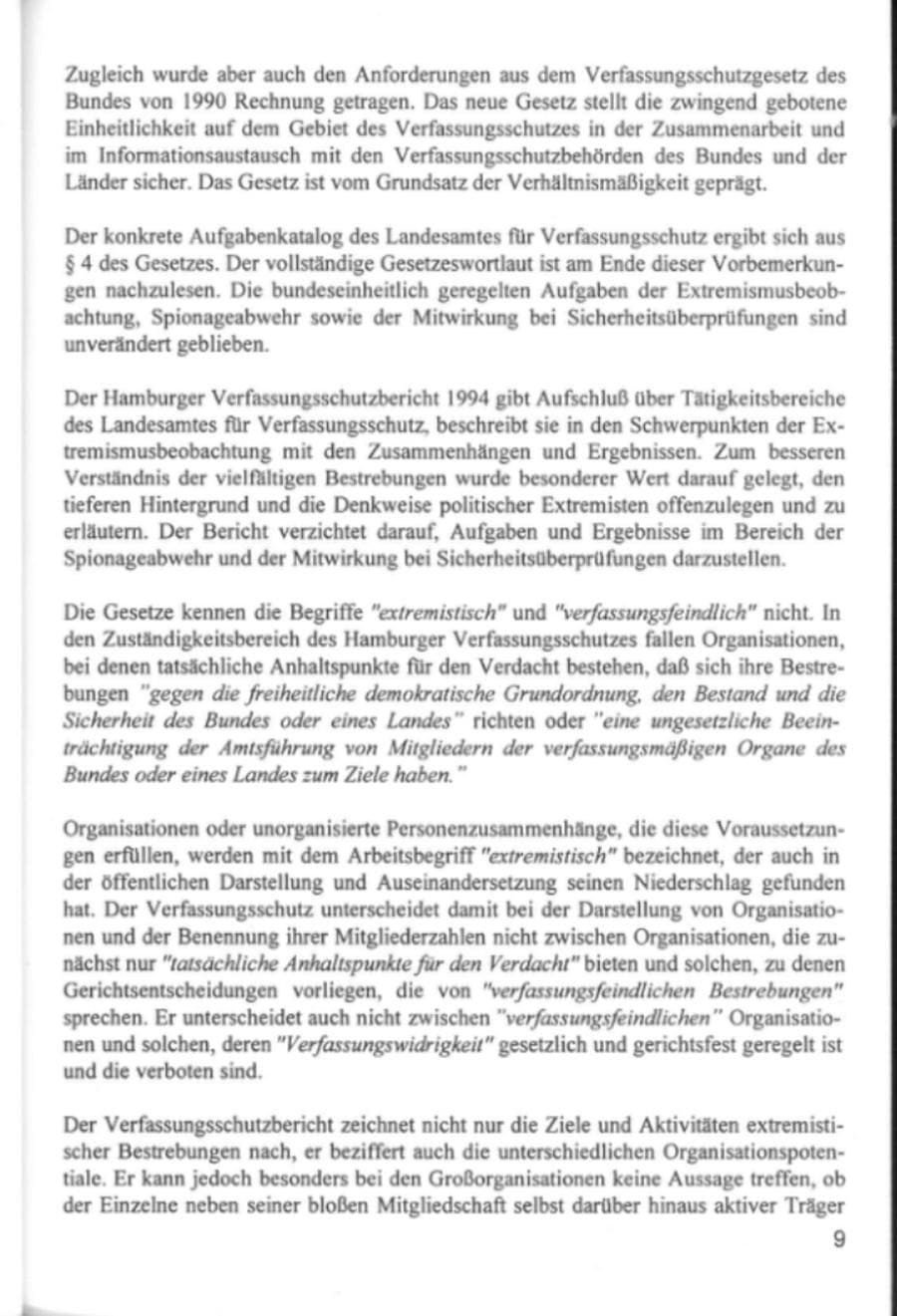 Seite 12 des Verfassungsschutzbericht 1994 Hamburg