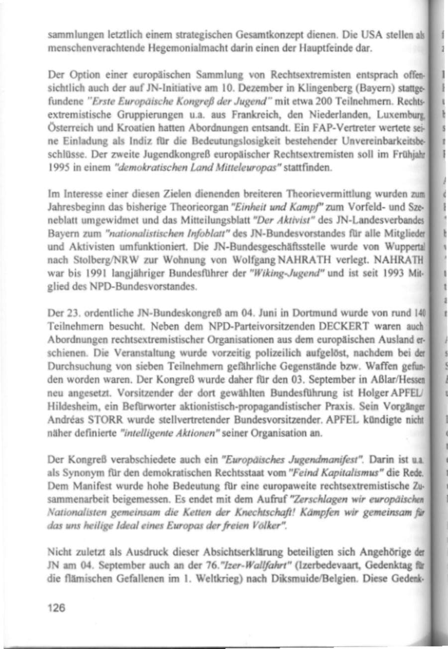 Seite 129 des Verfassungsschutzbericht 1994 Hamburg