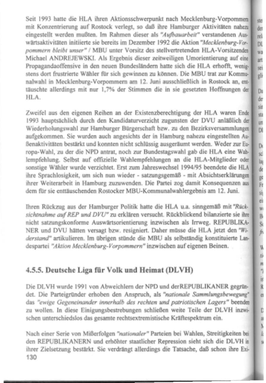 Seite 133 des Verfassungsschutzbericht 1994 Hamburg