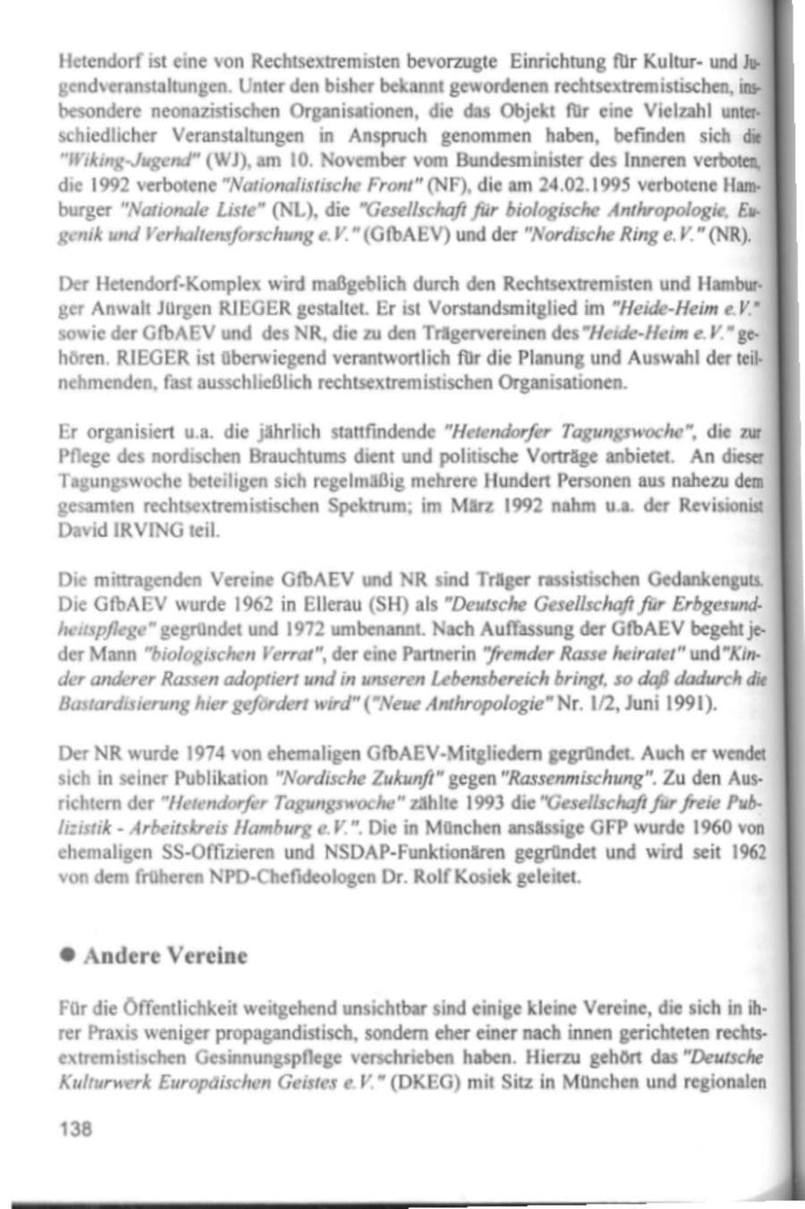 Seite 141 des Verfassungsschutzbericht 1994 Hamburg
