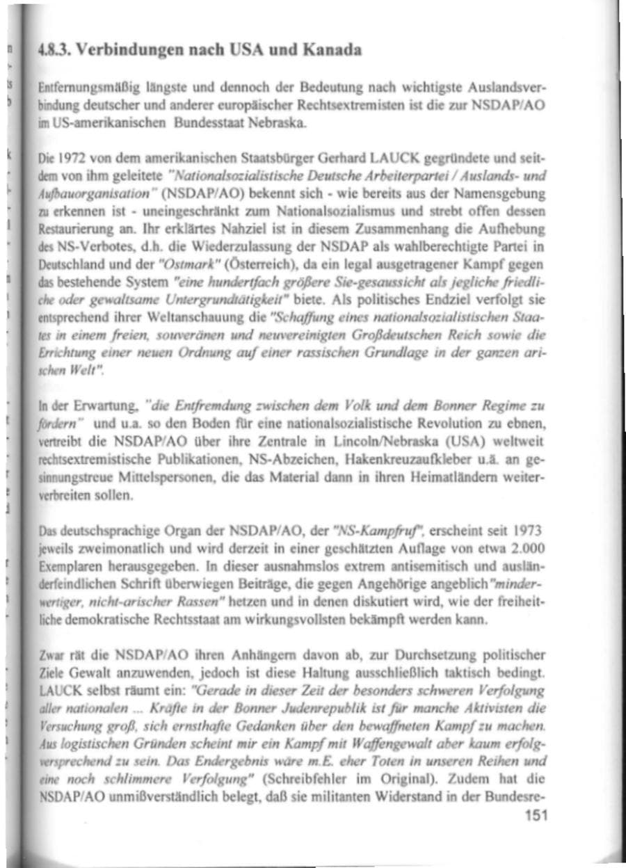 Seite 154 des Verfassungsschutzbericht 1994 Hamburg