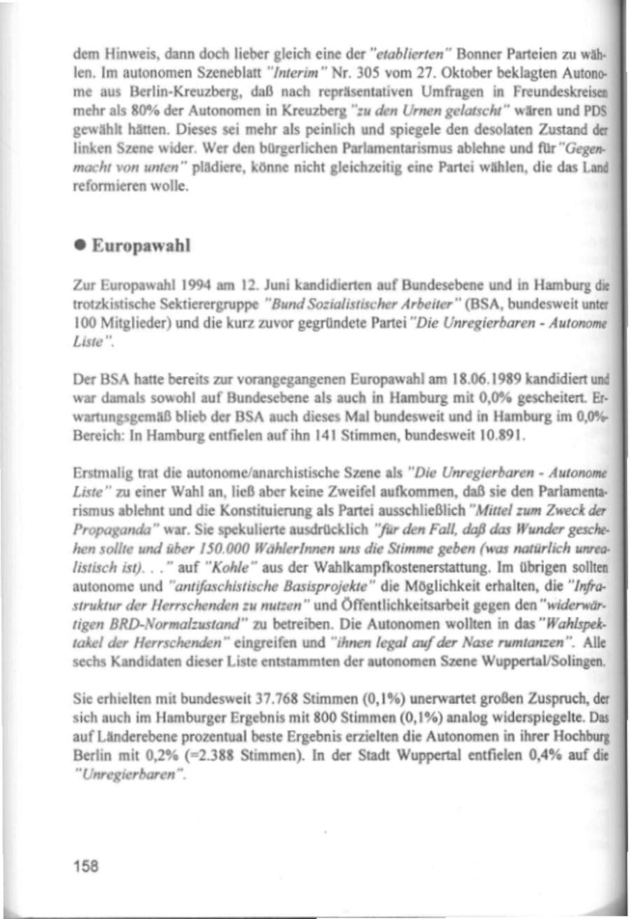 Seite 161 des Verfassungsschutzbericht 1994 Hamburg