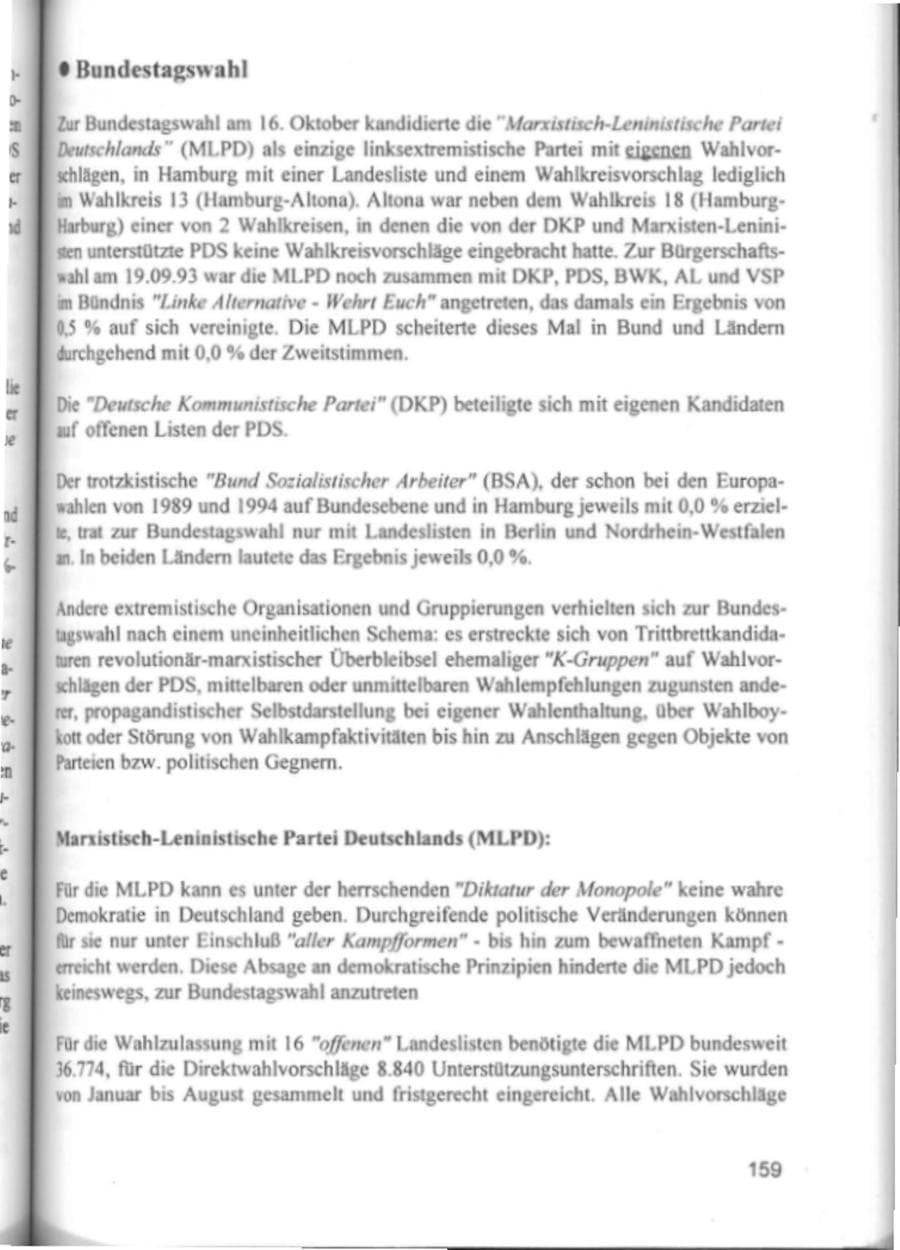 Seite 162 des Verfassungsschutzbericht 1994 Hamburg