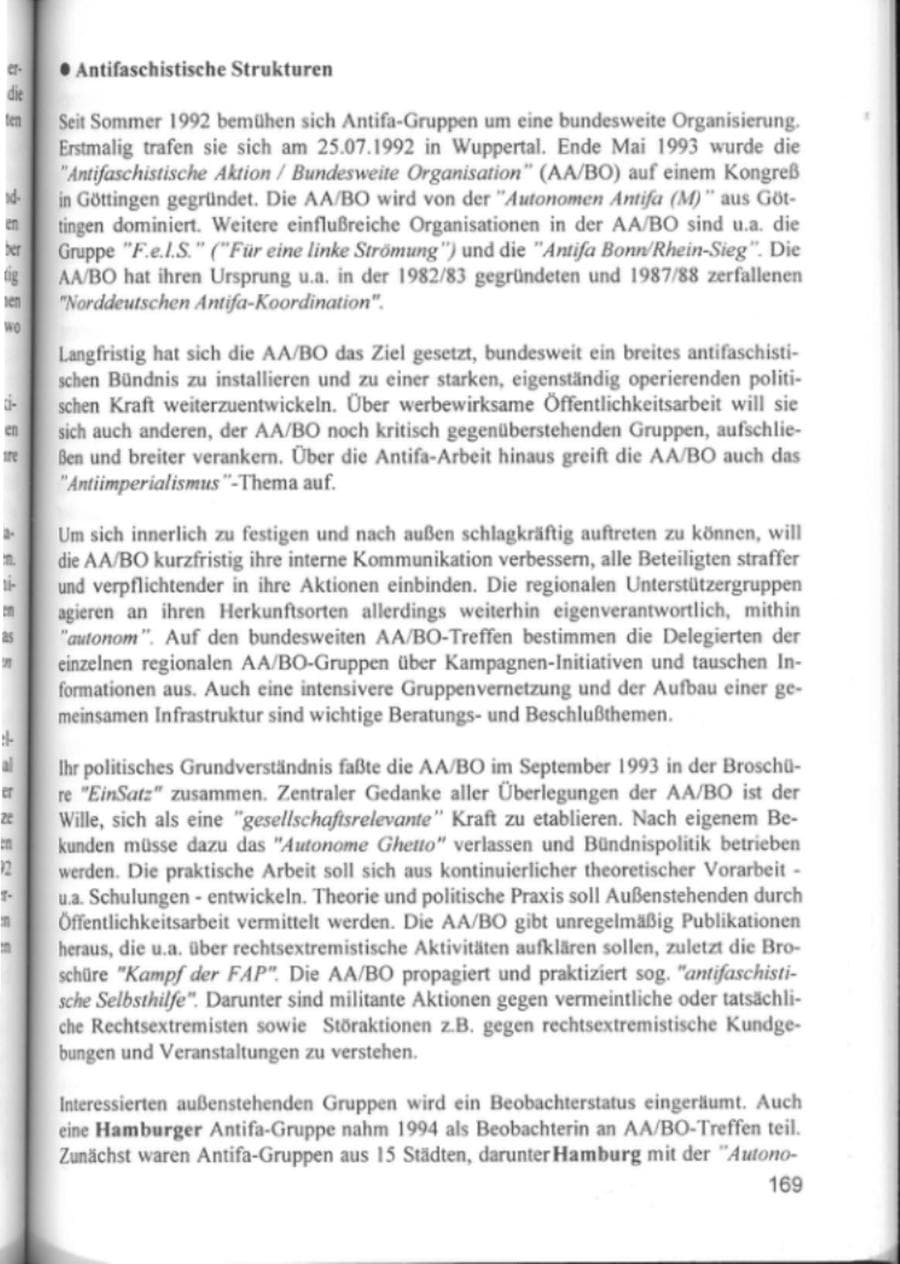 Seite 172 des Verfassungsschutzbericht 1994 Hamburg