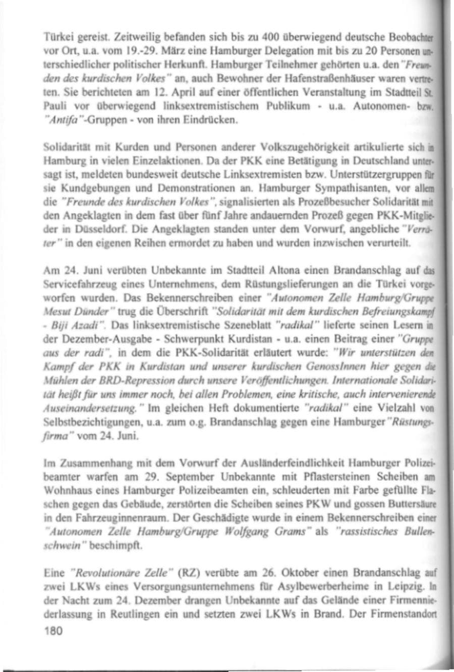 Seite 183 des Verfassungsschutzbericht 1994 Hamburg