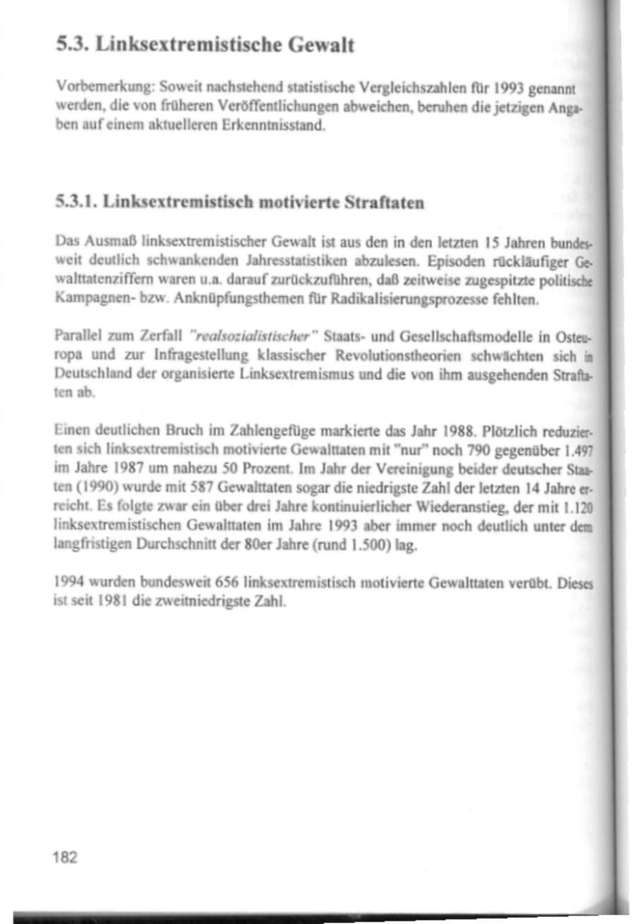 Seite 185 des Verfassungsschutzbericht 1994 Hamburg