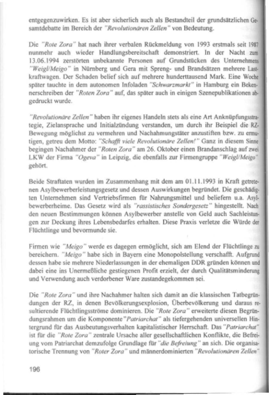 Seite 199 des Verfassungsschutzbericht 1994 Hamburg