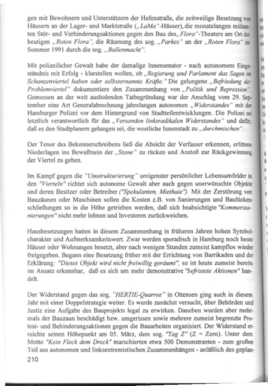 Seite 213 des Verfassungsschutzbericht 1994 Hamburg