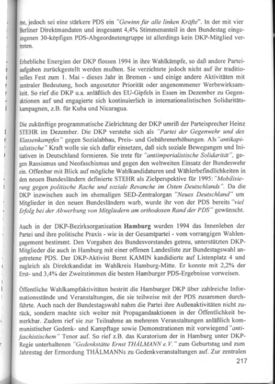 Seite 220 des Verfassungsschutzbericht 1994 Hamburg