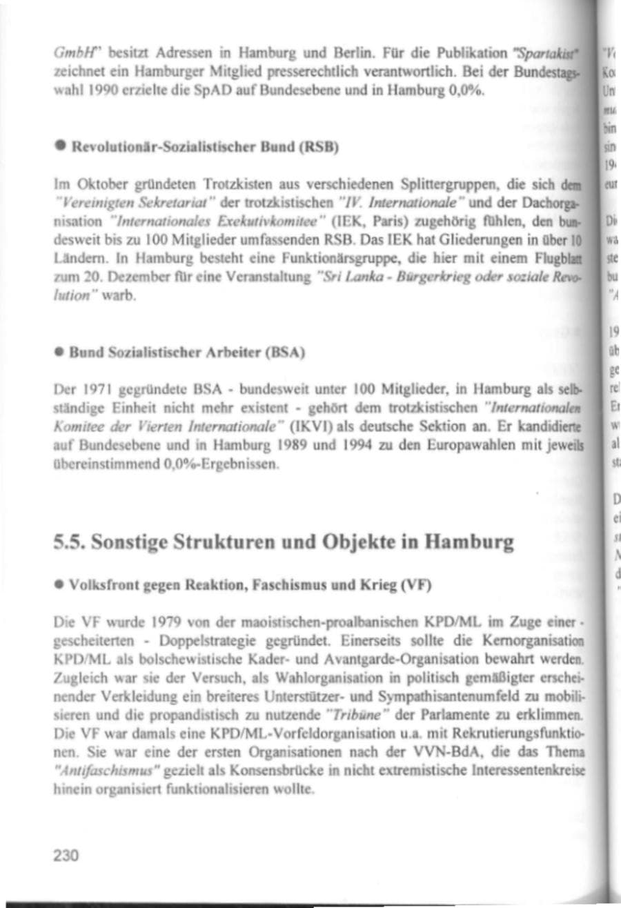Seite 233 des Verfassungsschutzbericht 1994 Hamburg