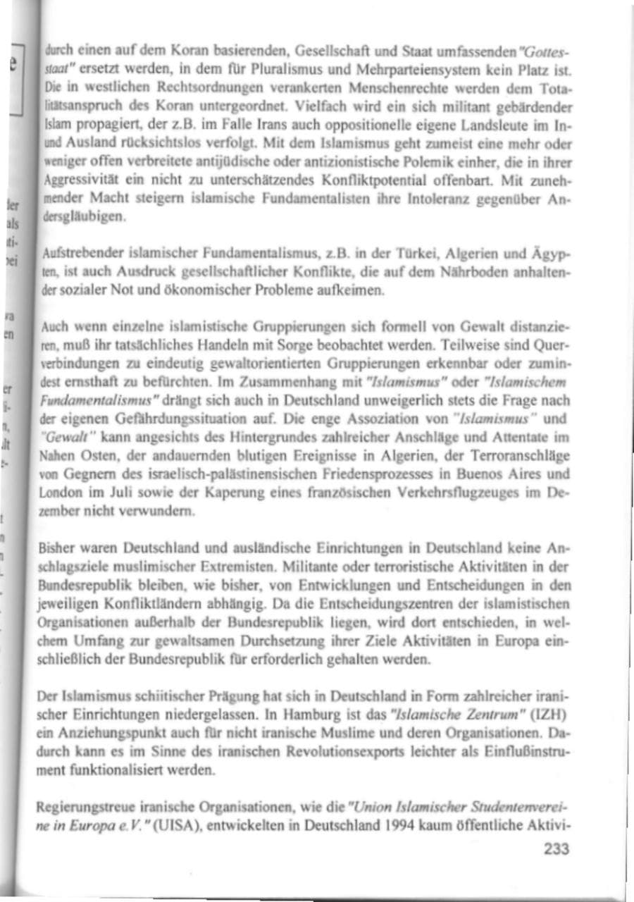 Seite 236 des Verfassungsschutzbericht 1994 Hamburg