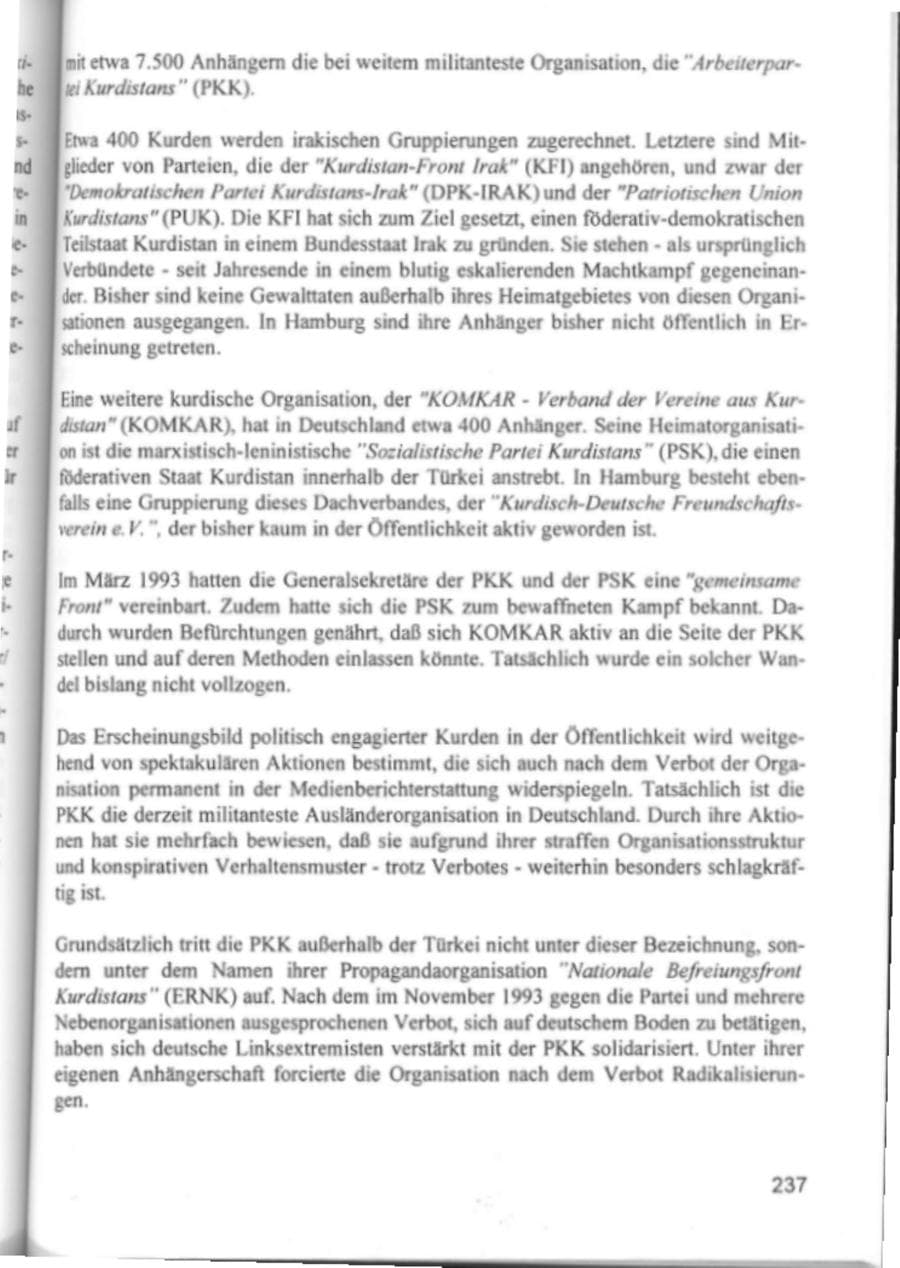 Seite 240 des Verfassungsschutzbericht 1994 Hamburg