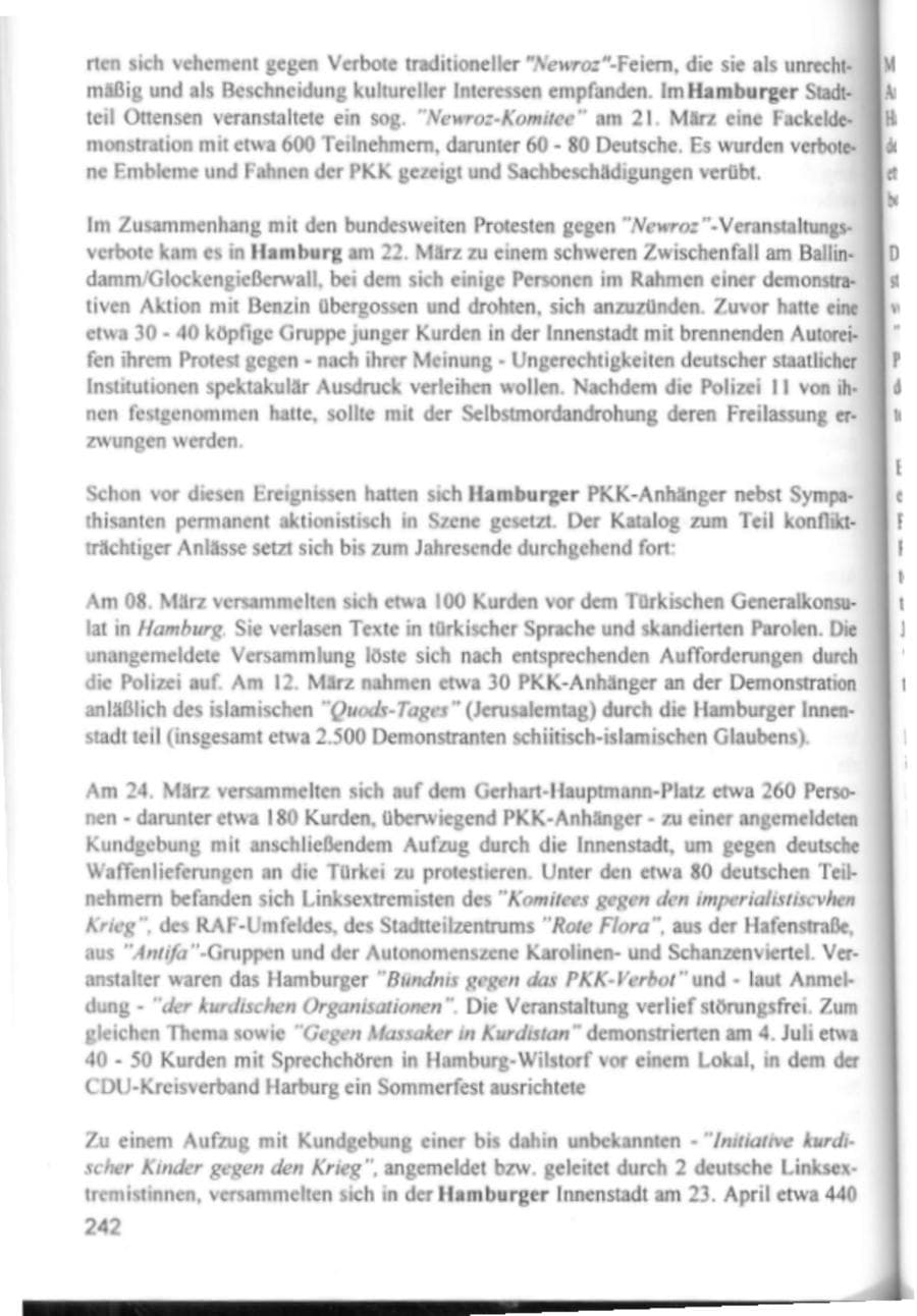 Seite 245 des Verfassungsschutzbericht 1994 Hamburg