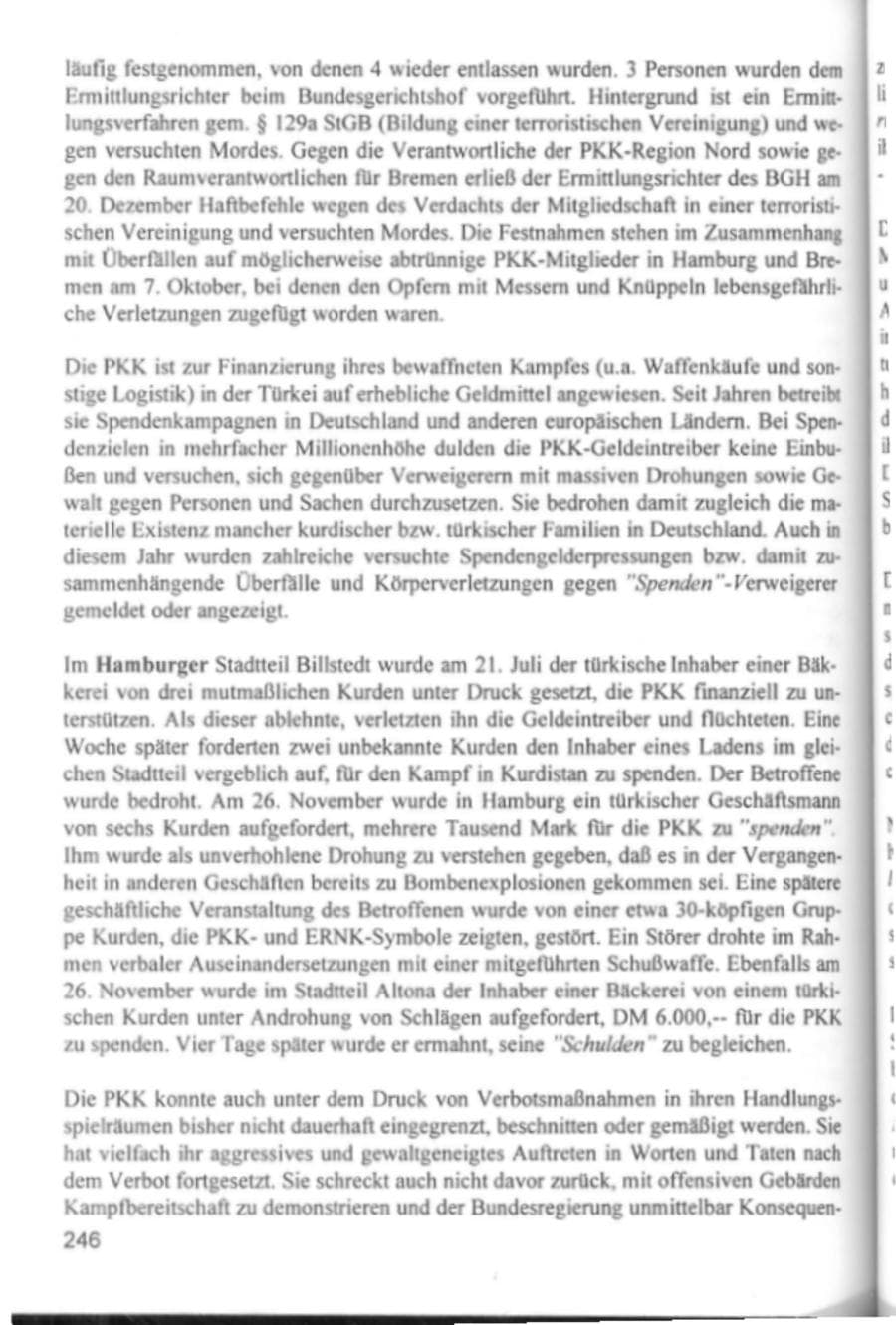 Seite 249 des Verfassungsschutzbericht 1994 Hamburg
