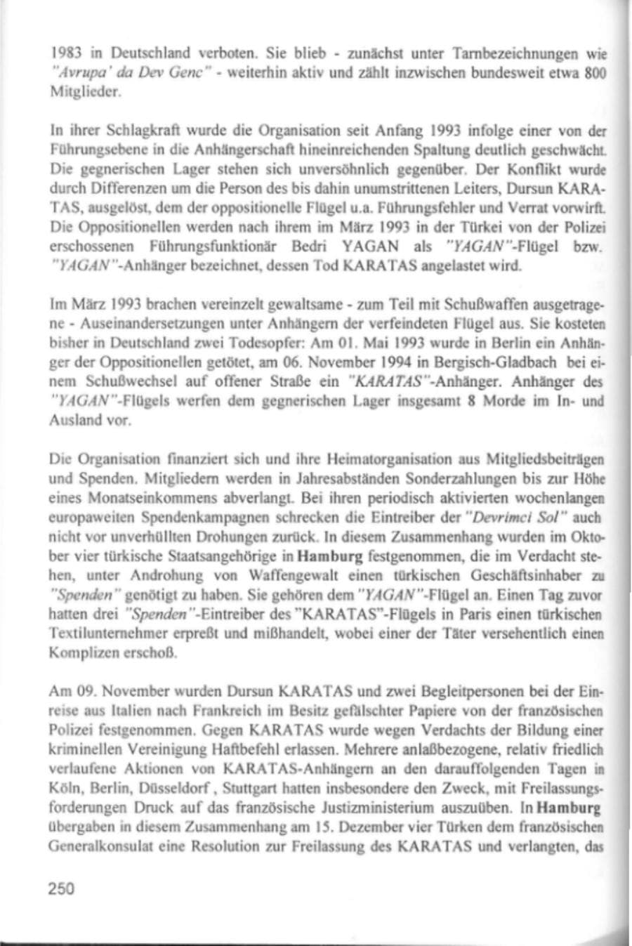 Seite 253 des Verfassungsschutzbericht 1994 Hamburg
