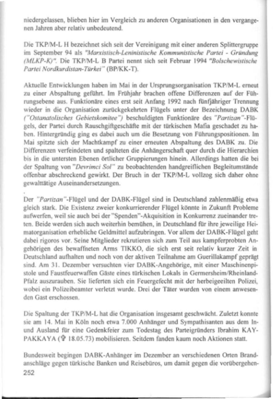 Seite 255 des Verfassungsschutzbericht 1994 Hamburg