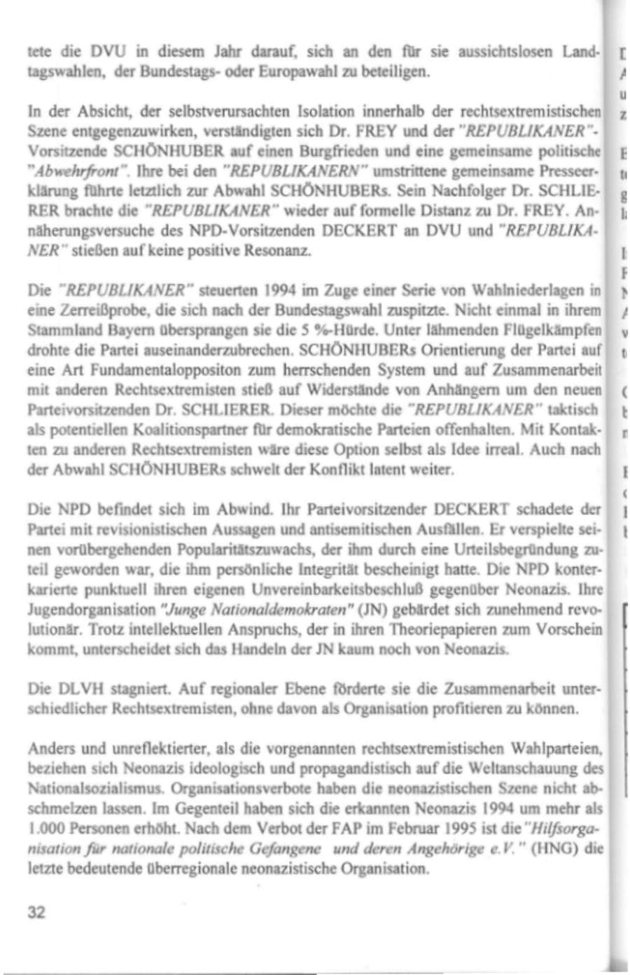Seite 35 des Verfassungsschutzbericht 1994 Hamburg