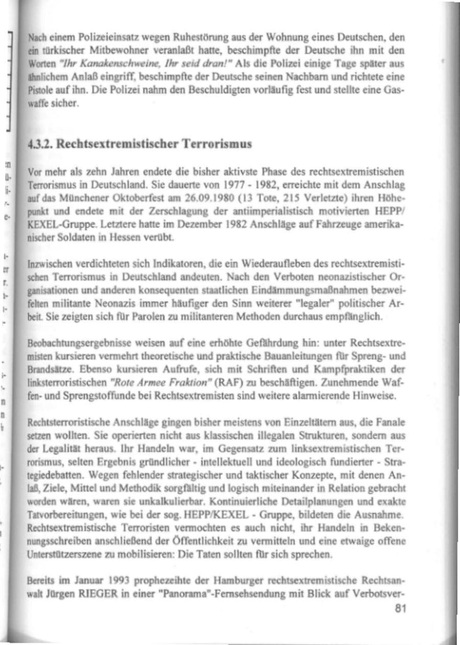 Seite 84 des Verfassungsschutzbericht 1994 Hamburg