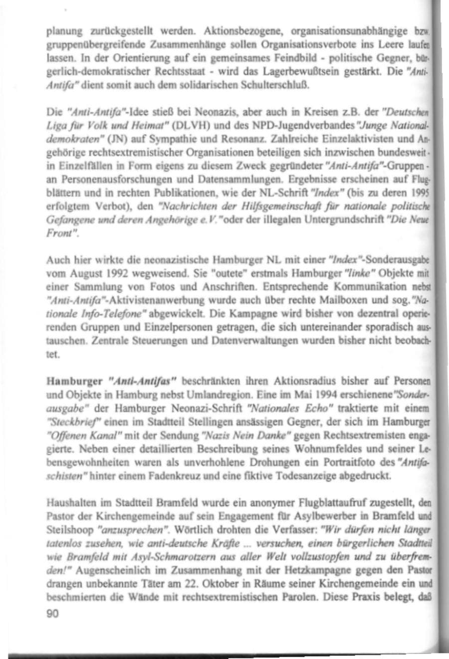 Seite 93 des Verfassungsschutzbericht 1994 Hamburg