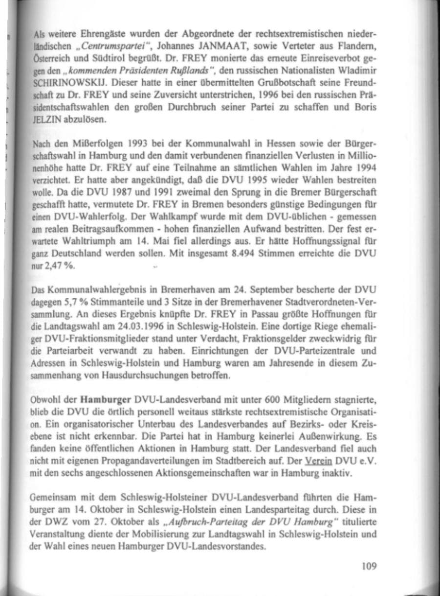 Seite 114 des Verfassungsschutzbericht 1995 Hamburg