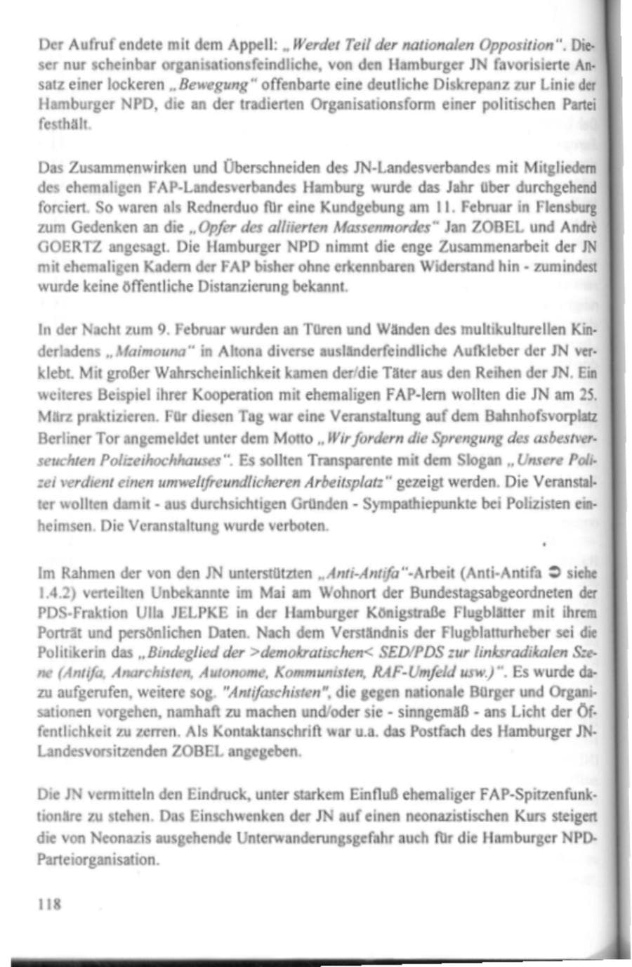 Seite 123 des Verfassungsschutzbericht 1995 Hamburg