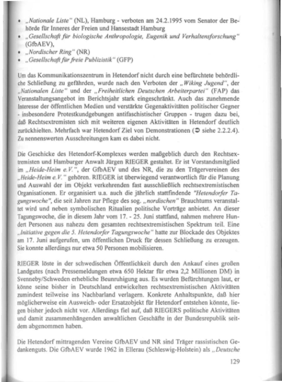 Seite 134 des Verfassungsschutzbericht 1995 Hamburg
