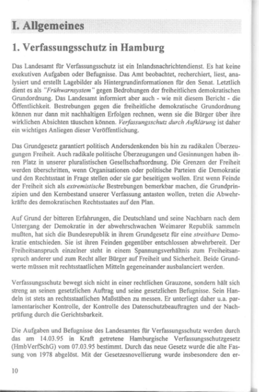 Seite 15 des Verfassungsschutzbericht 1995 Hamburg