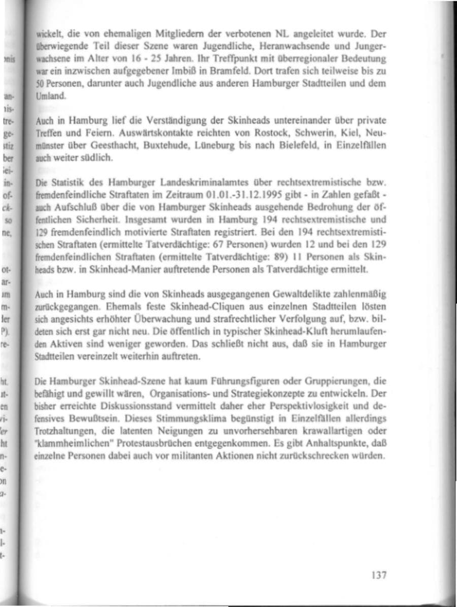 Seite 142 des Verfassungsschutzbericht 1995 Hamburg