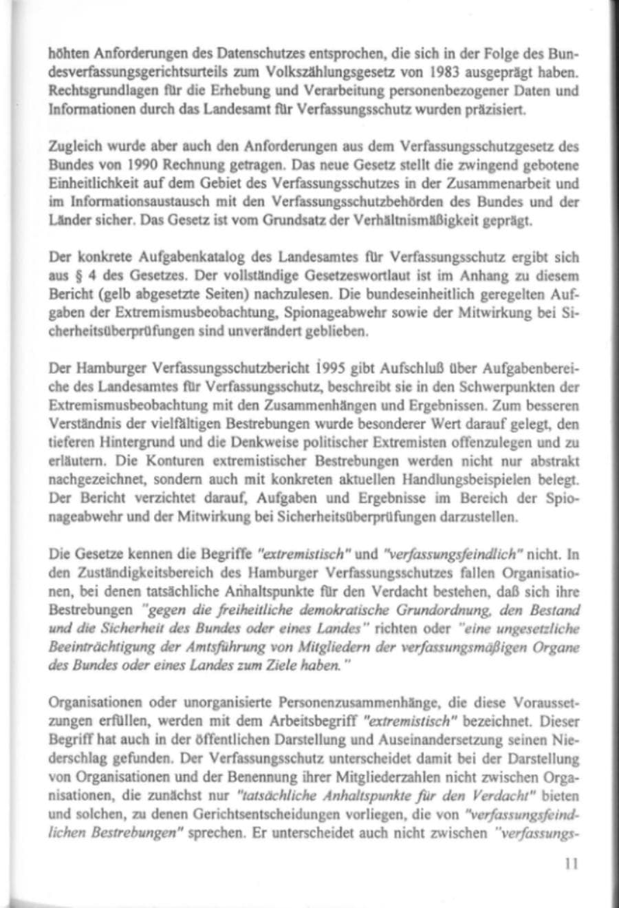 Seite 16 des Verfassungsschutzbericht 1995 Hamburg