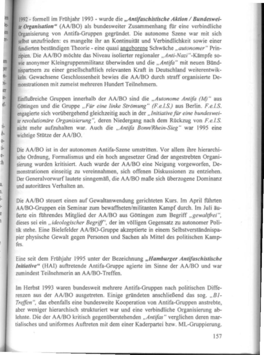 Seite 162 des Verfassungsschutzbericht 1995 Hamburg