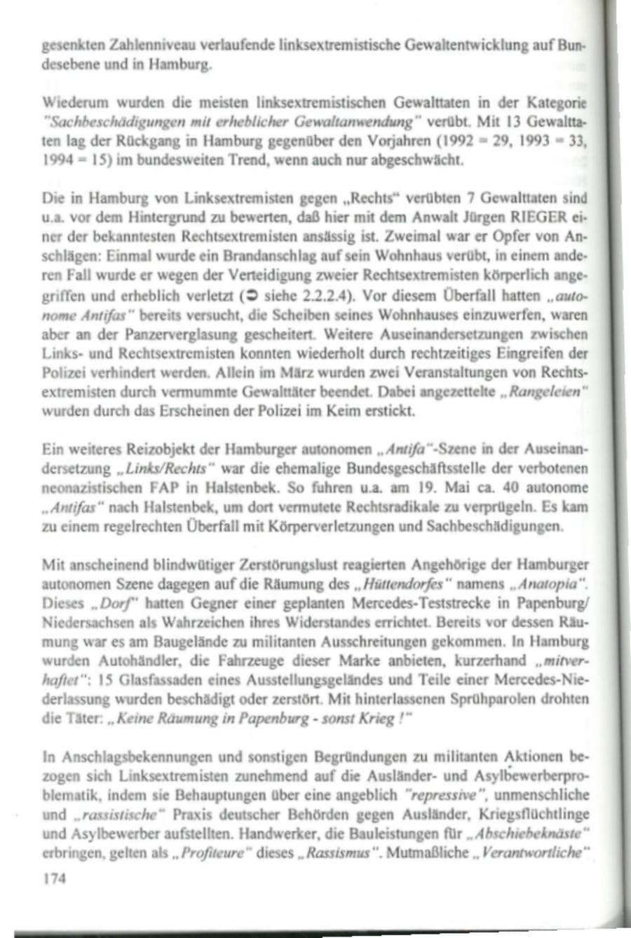 Seite 179 des Verfassungsschutzbericht 1995 Hamburg